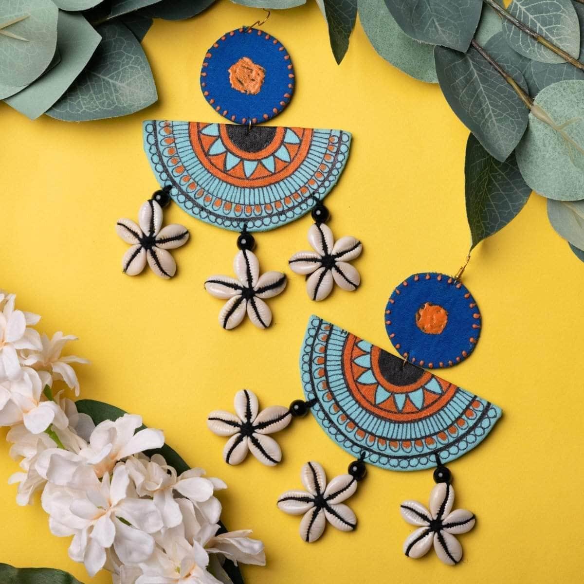 Ocean Light Handpainted Blue (Earrings) - KHOJ.CITY