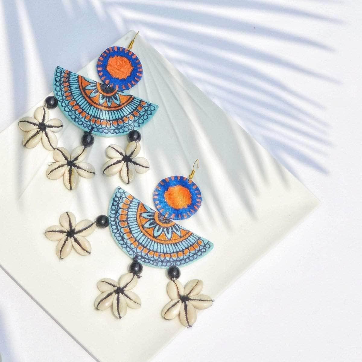 Ocean Light Handpainted Blue (Earrings) - KHOJ.CITY