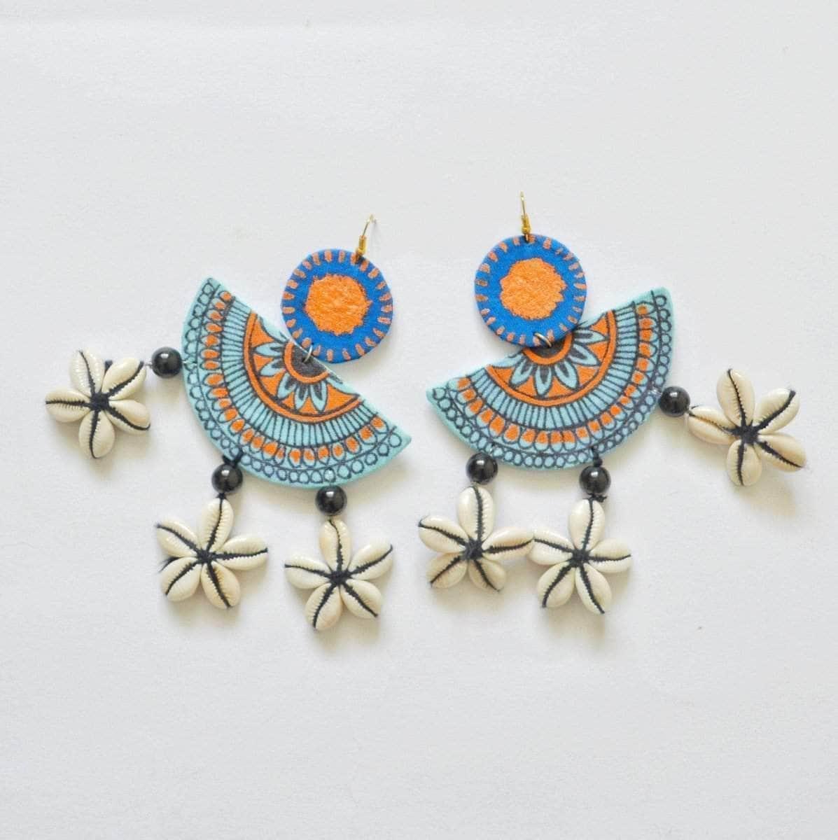 Ocean Light Handpainted Blue (Earrings) - KHOJ.CITY