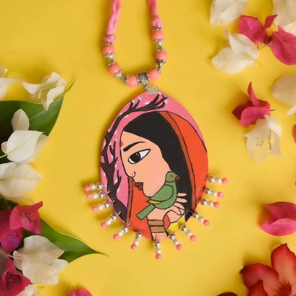 Paloma Handpainted Pink (Necklace) - KHOJ.CITY