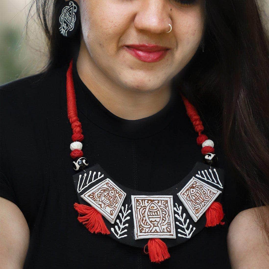 Pure Meen Handpainted Black (Necklace) - KHOJ.CITY