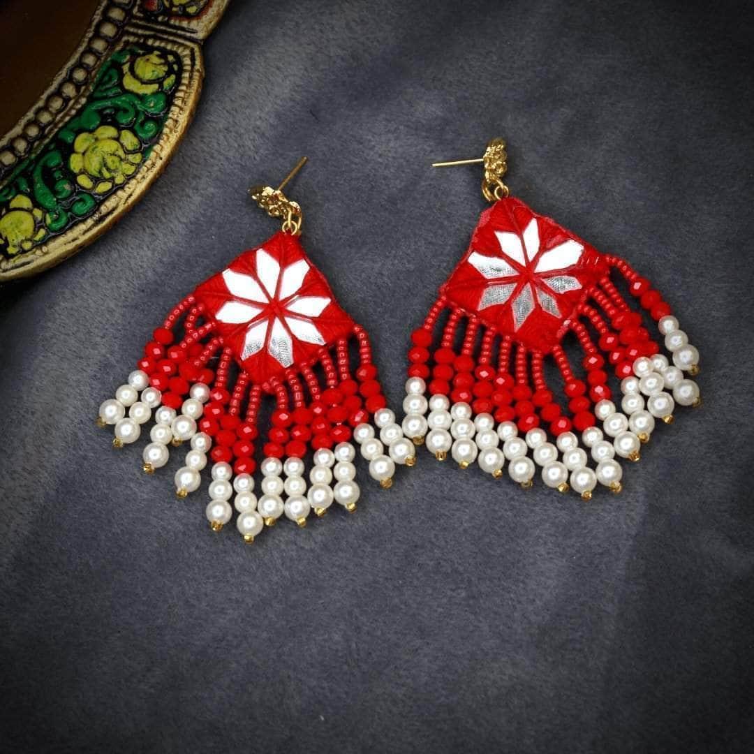 Raani Handcrafted Red (Earrings) - KHOJ.CITY