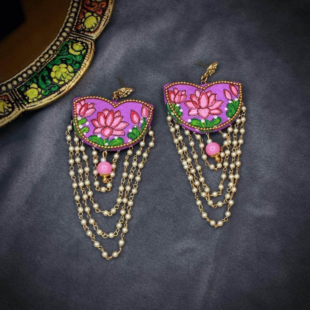 Raeni Handpainted Purple (Earrings) - KHOJ.CITY