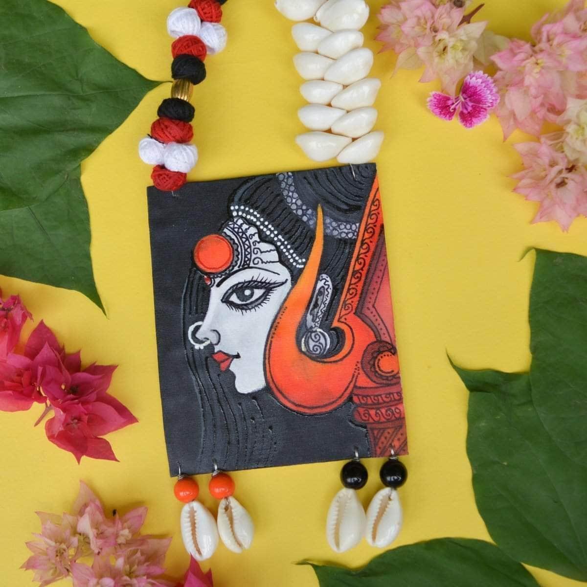 Saadhika Handpainted Black and Red (Necklace) - KHOJ.CITY