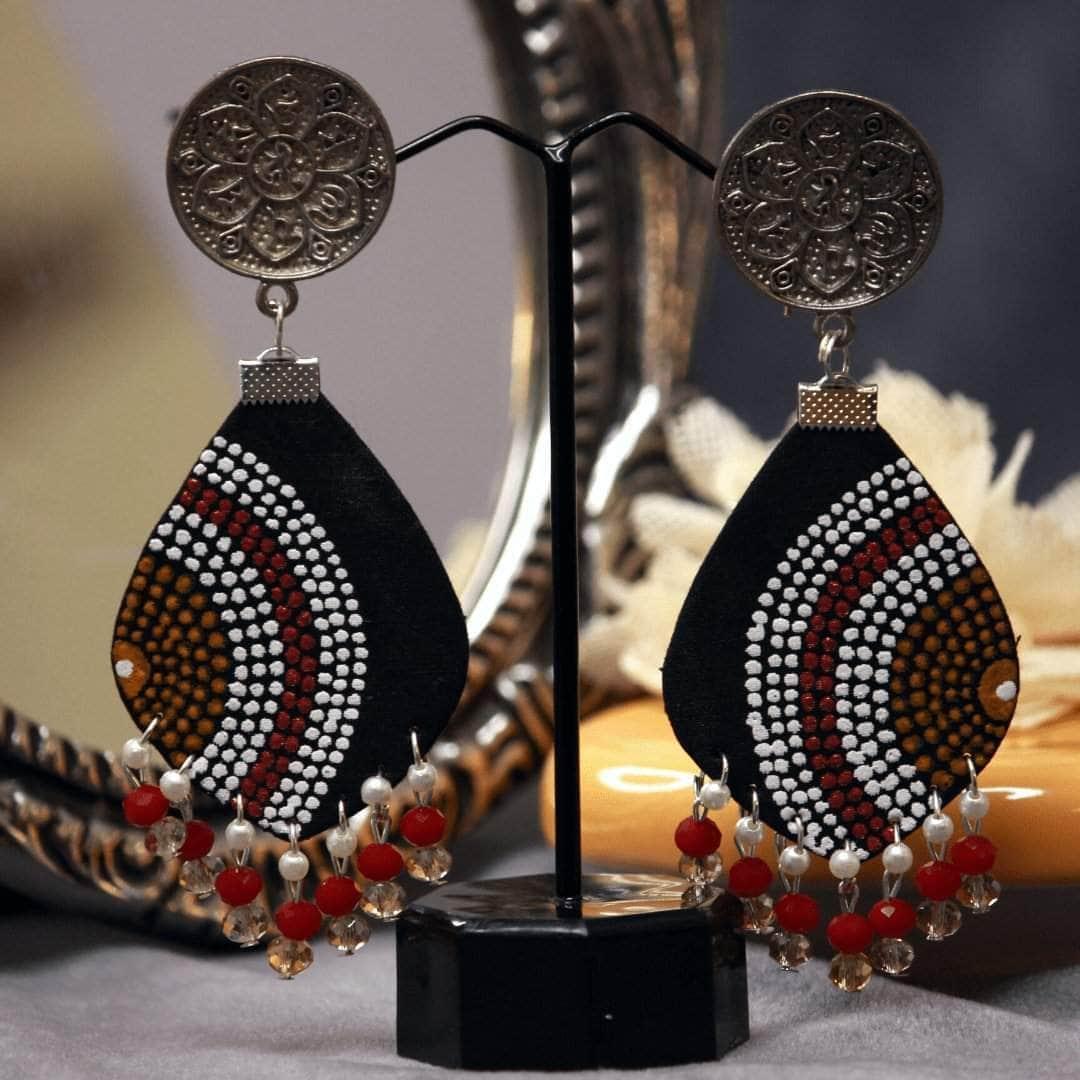 Sable Dot Handpainted Black (Earrings) - KHOJ.CITY