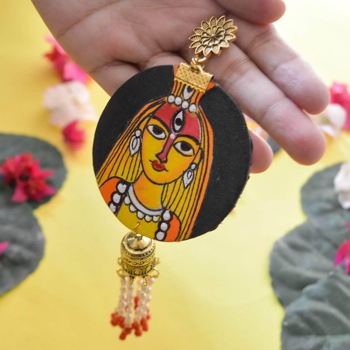 Stree Handpainted Yellow (Earrings) - KHOJ.CITY