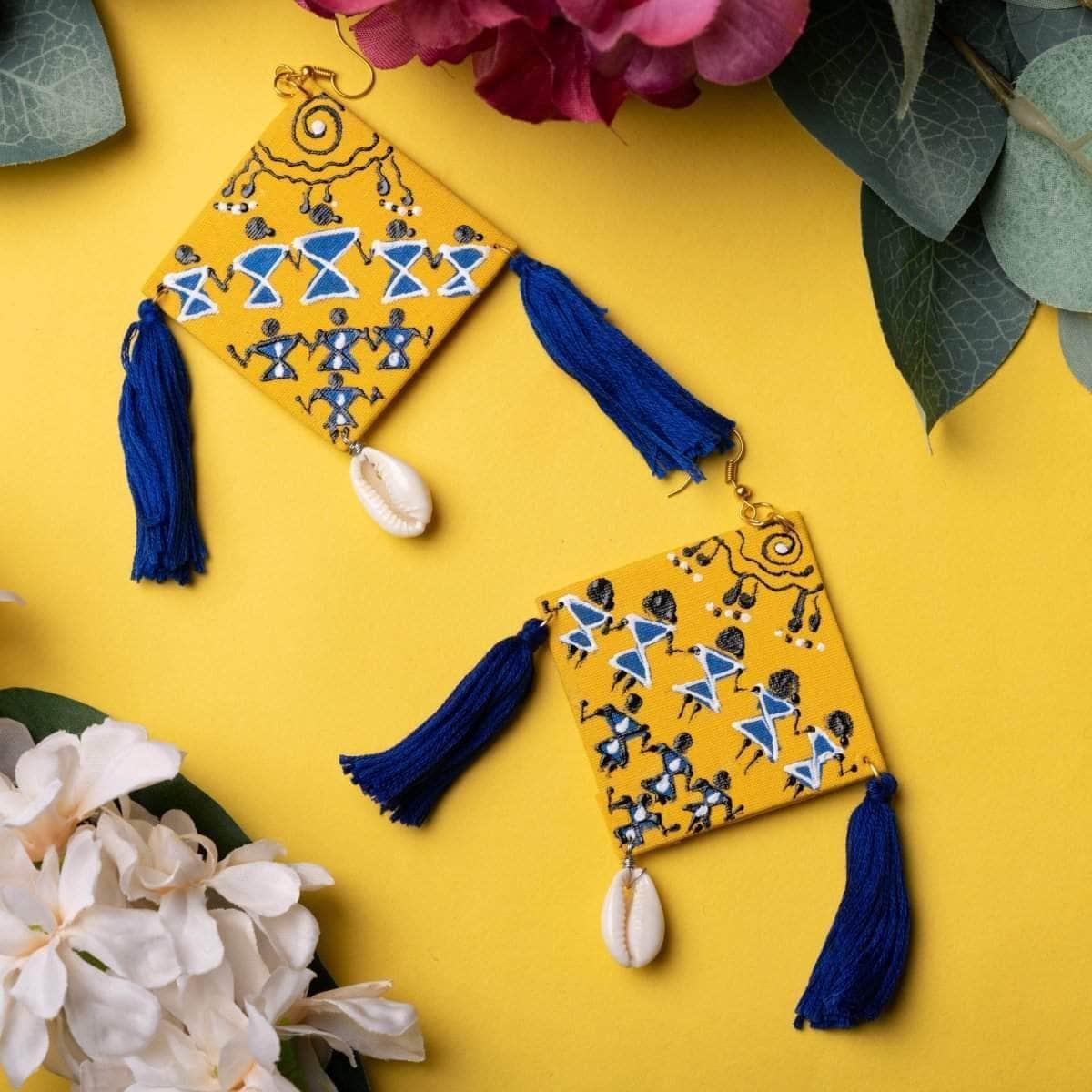 Unison Handpainted Yellow (Earrings) - KHOJ.CITY